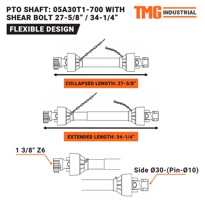 TMG-TCM5-C5 PTO Shaft (MODEL NO.: 05A30T1-700)