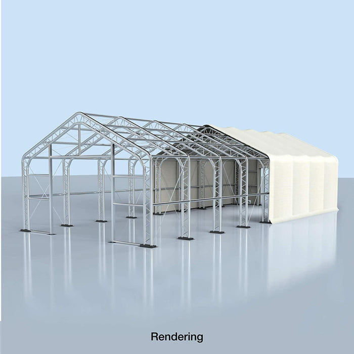 30' x 80' Dual Truss Prefab Shelter with Heavy Duty 17oz PVC Fabric