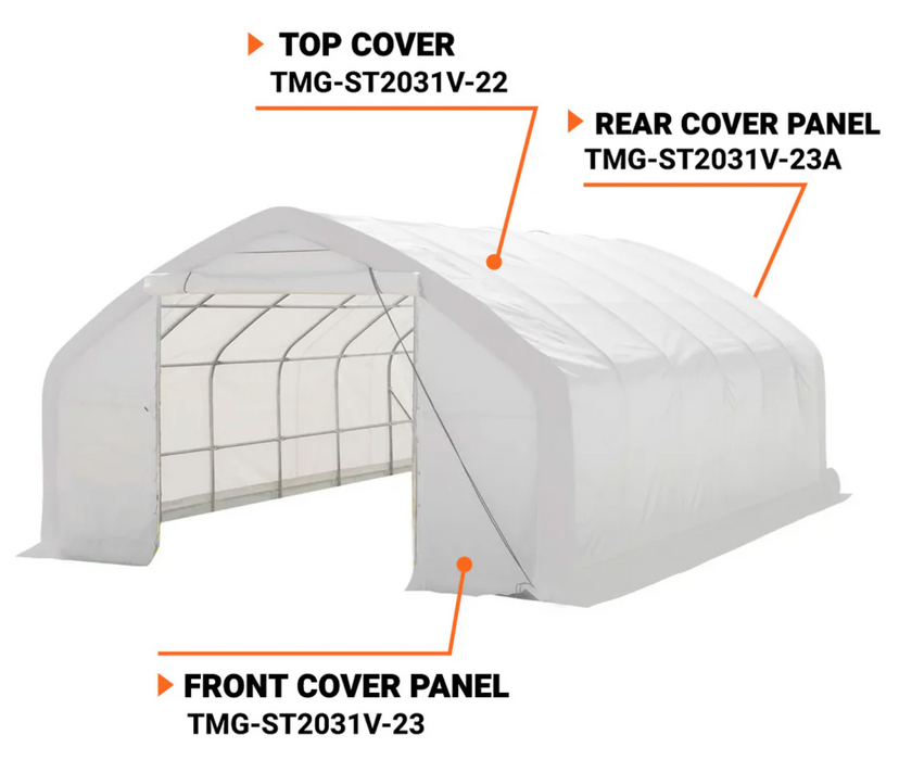 TMG-ST2031V-22 Top cover, 17oz white PVC tarp