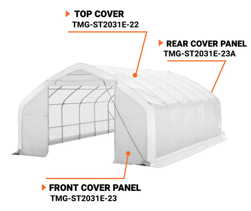 TMG-ST2031V-23A Rear end wall cover (17oz white PVC tarp)