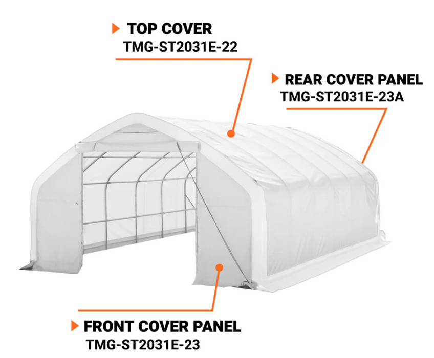 TMG-ST2031E-22 Top cover, 11oz white PE tarp