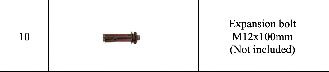 TMG-ST2031P-10 Expansion Bolt M12x100mm (pack of 24)