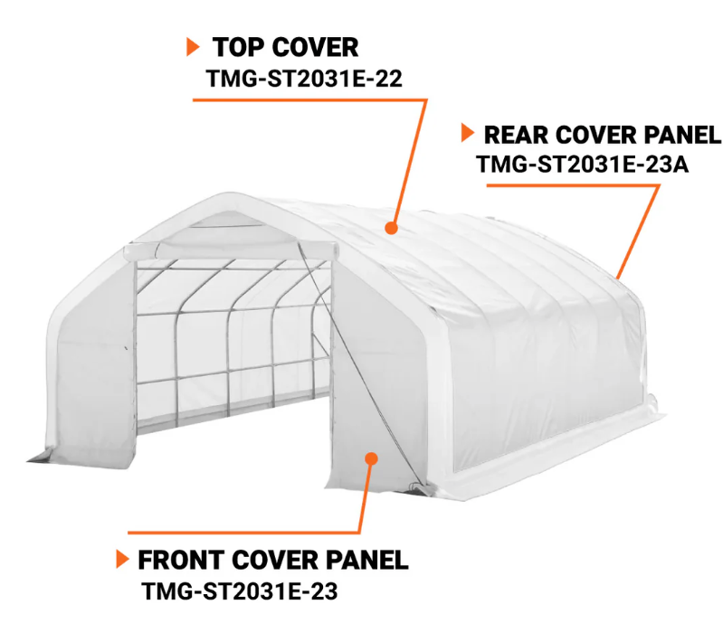 TMG-ST2031E-23 Front wall panel 11oz PE tarp (roll up door panel included)