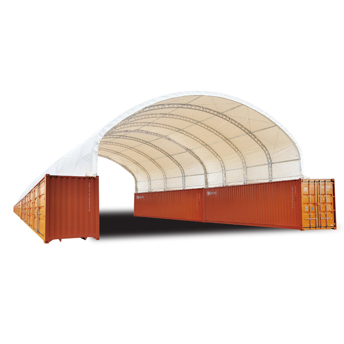 40' x 80' Dual Truss Container Shelter with Heavy-Duty 21oz PVC Fabric | Fire Retardant | Water Resistant | UV Protected