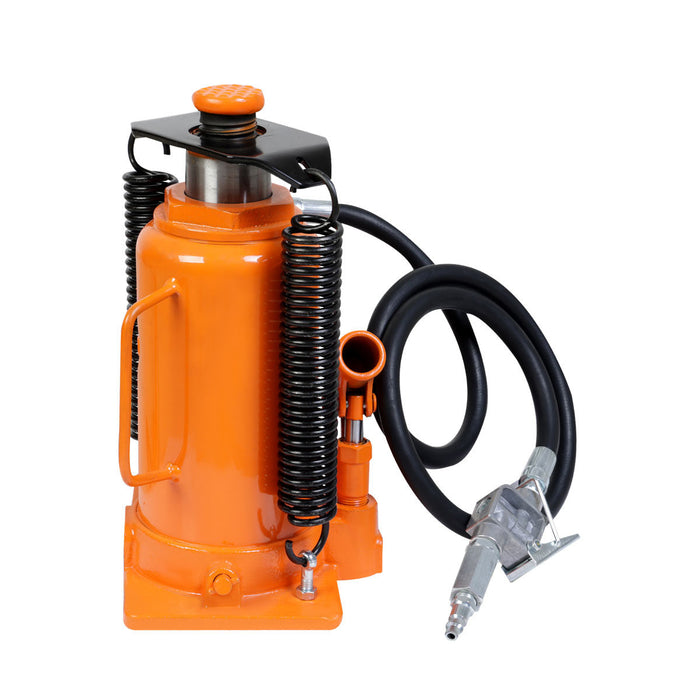 TMG Industrial 20 Ton Air Hydraulic Bottle Jack, Manual & Pneumatic Control, Double Springs, 20” Lift Height, TMG-AJA20