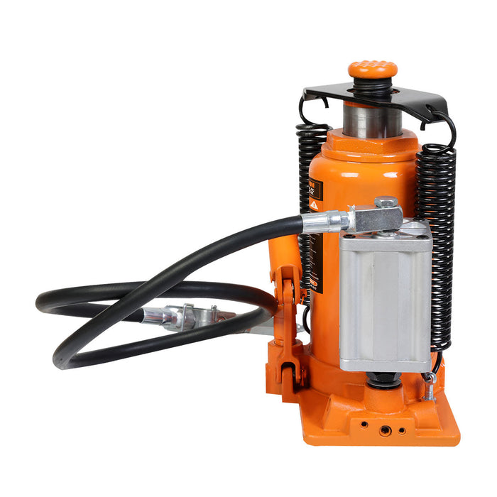 TMG Industrial 20 Ton Air Hydraulic Bottle Jack, Manual & Pneumatic Control, Double Springs, 20” Lift Height, TMG-AJA20