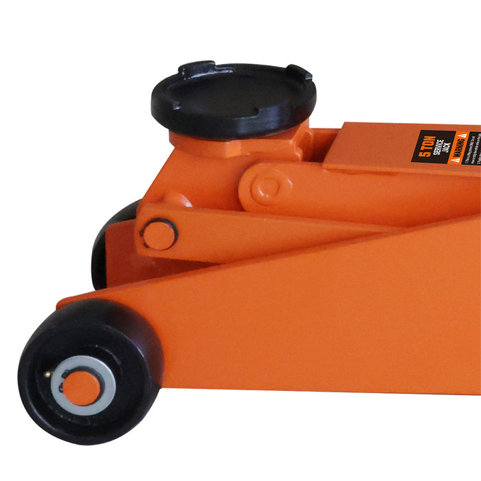 TMG Industrial 5 Ton Long Reach Chassis Service Jack, Twin Pistons, 6-1/2” Ground Clearance, 360° Pivot, TMG-AJL05