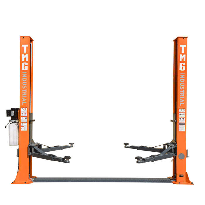 TMG Industrial 9500-lb Two Post Floor Plate Auto Lift, Symmetric Arms, 75” Lift Height, Dual-Point Lock Release, TMG-ALT95