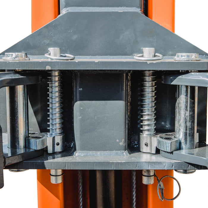 TMG Industrial 9500-lb Two Post Floor Plate Auto Lift, Symmetric Arms, 75” Lift Height, Dual-Point Lock Release, TMG-ALT95