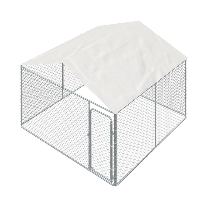 TMG Industrial 10’ x 10’ Outdoor Dog Kennel Playpen w/Cover, Outdoor Dog Runner, Pet Exercise House, Lockable Gate, 6’ Chain-Link Fence, TMG-DCP1010