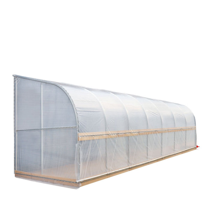 TMG Industrial 10’ x 30’ Lean-To Greenhouse Grow Tent w/6 Mil Clear EVA Plastic Film, Cold Frame, Hand Crank Roll-Up Side, 6-½’ Sidewall, TMG-GHL1030