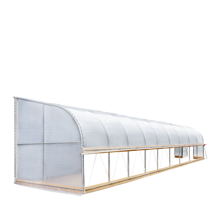 TMG Industrial 10’ x 40’ Lean-To Greenhouse Grow Tent w/6 Mil Clear EVA Plastic Film, Cold Frame, Hand Crank Roll-Up Side, 6-½’ Sidewall, TMG-GHL1040