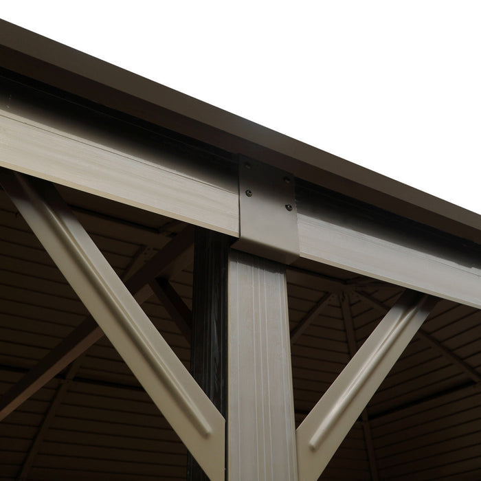 TMG Industrial 10’ x 20’ Hardtop Curved Steel Roof Patio Gazebo, Mosquito Nets & Curtains Included, TMG-LGZ20