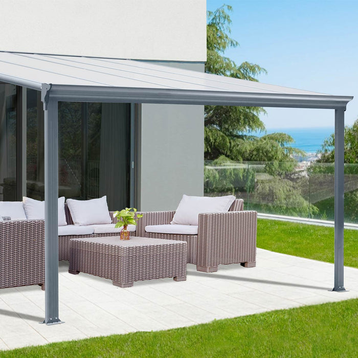 TMG Industrial 10’ x 10’ Aluminum Patio Cover with Clear Panels, TMG-LPC10