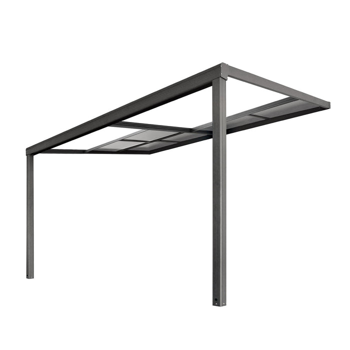 TMG Industrial 10' x 13' Sliding Roof Aluminum Patio Cover with Grey Panels, TMG-LPC13