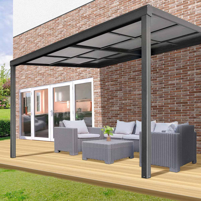 TMG Industrial 10' x 13' Sliding Roof Aluminum Patio Cover with Grey Panels, TMG-LPC13