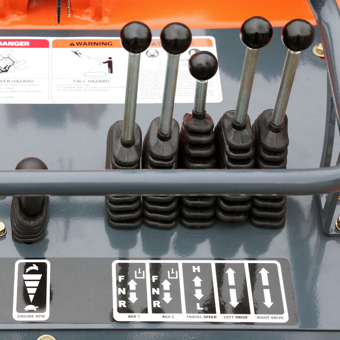 TMG Industrial Stand-On Mini Track Loader, 25 HP Perkins Diesel Engine, Eaton Hydraulic Motor, Permco Hydraulic Pump, Italian Hydro Control Valve, Joystick Controls, 750 lb Load Capacity, Smooth Bucket Included, TMG-MVL25P