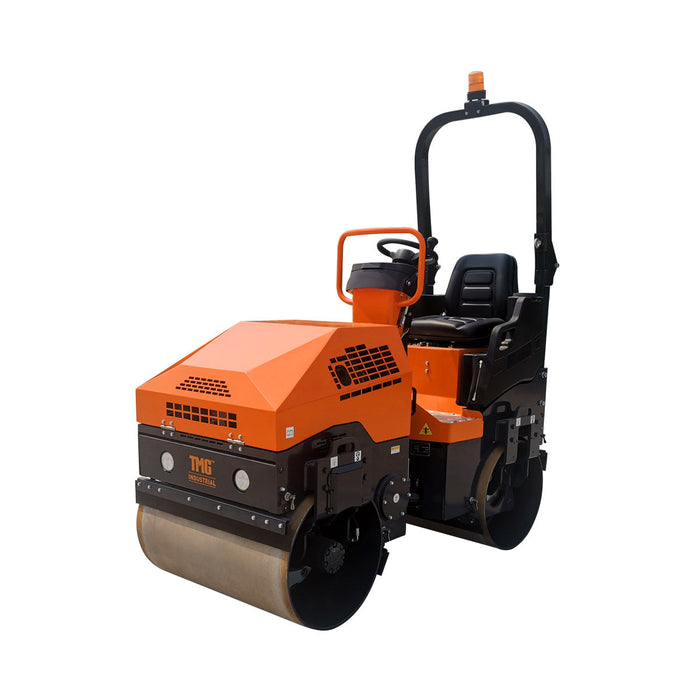 TMG-MVR50 1.5-Ton Ride-On Double Drum Vibratory Roller, 20HP Honda GX630 Engine, 22'' Drum, 4950 lb Compaction Force