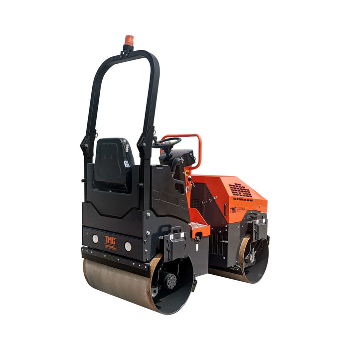 TMG-MVR50 1.5-Ton Ride-On Double Drum Vibratory Roller, 20HP Honda GX630 Engine, 22'' Drum, 4950 lb Compaction Force