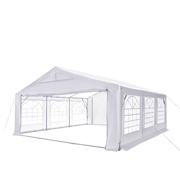 TMG Industrial 20' x 20' Heavy Duty Outdoor Party Tent with Removable Sidewalls and Roll-Up Doors, 11 oz PE Cover, 6’6” Overhead, 10’ Peak Ceiling, TMG-PT2020F