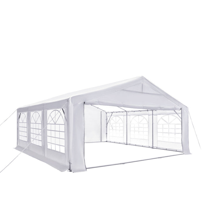 TMG Industrial 20' x 20' Heavy Duty Outdoor Party Tent with Removable Sidewalls and Roll-Up Doors, 11 oz PE Cover, 6’6” Overhead, 10’ Peak Ceiling, TMG-PT2020F