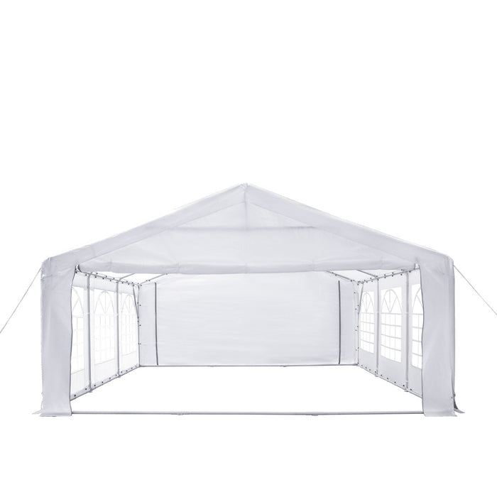 TMG Industrial 20' x 20' Heavy Duty Outdoor Party Tent with Removable Sidewalls and Roll-Up Doors, 11 oz PE Cover, 6’6” Overhead, 10’ Peak Ceiling, TMG-PT2020F