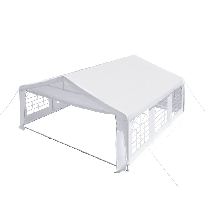 TMG Industrial 20' x 20' Heavy Duty Outdoor Party Tent with Removable Sidewalls and Roll-Up Doors, 11 oz PE Cover, 6’6” Overhead, 10’ Peak Ceiling, TMG-PT2020F