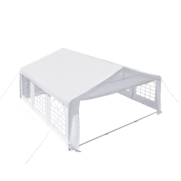 TMG Industrial 20' x 20' Heavy Duty Outdoor Party Tent with Removable Sidewalls and Roll-Up Doors, 11 oz PE Cover, 6’6” Overhead, 10’ Peak Ceiling, TMG-PT2020F