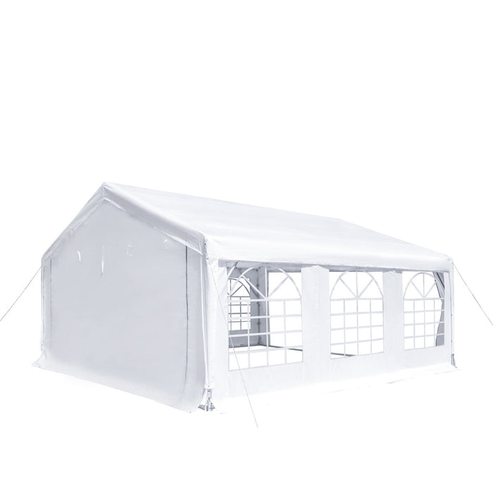 TMG Industrial 20' x 20' Heavy Duty Outdoor Party Tent with Removable Sidewalls and Roll-Up Doors, 11 oz PE Cover, 6’6” Overhead, 10’ Peak Ceiling, TMG-PT2020F