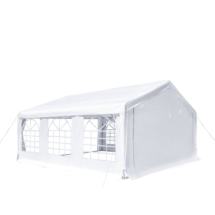 TMG Industrial 20' x 20' Heavy Duty Outdoor Party Tent with Removable Sidewalls and Roll-Up Doors, 11 oz PE Cover, 6’6” Overhead, 10’ Peak Ceiling, TMG-PT2020F