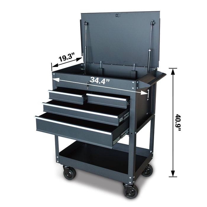 4-Drawer Rolling Service Cart with Locking Lid