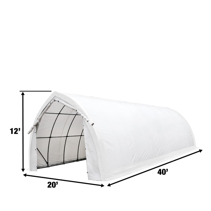 TMG Industrial 20' x 40' Arch Wall Peak Ceiling Storage Shelter with Heavy Duty 17 oz PVC Cover & Drive Through Doors, TMG-ST2041PV(Previously(ST2040PV)