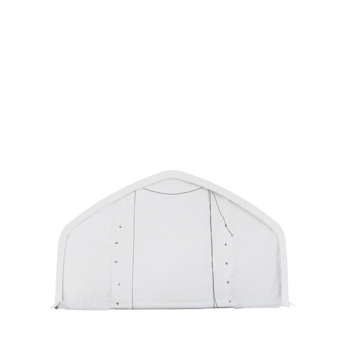 TMG Industrial 20' x 40' Straight Wall Peak Ceiling Storage Shelter with Heavy Duty 17 oz PVC Cover & Drive Through Door, TMG-ST2041V (Previously ST2040V)
