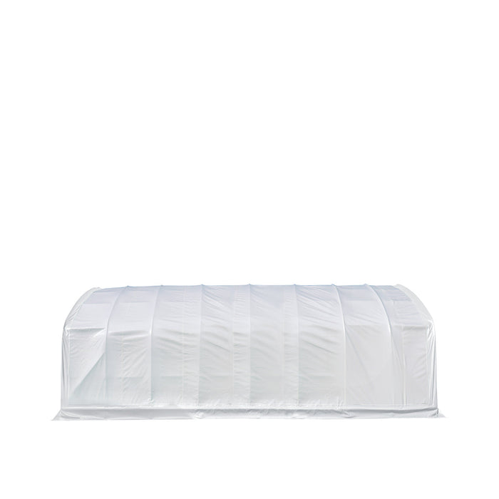 TMG Industrial 20' x 40' Straight Wall Peak Ceiling Storage Shelter with Heavy Duty 17 oz PVC Cover & Drive Through Door, TMG-ST2041V (Previously ST2040V)