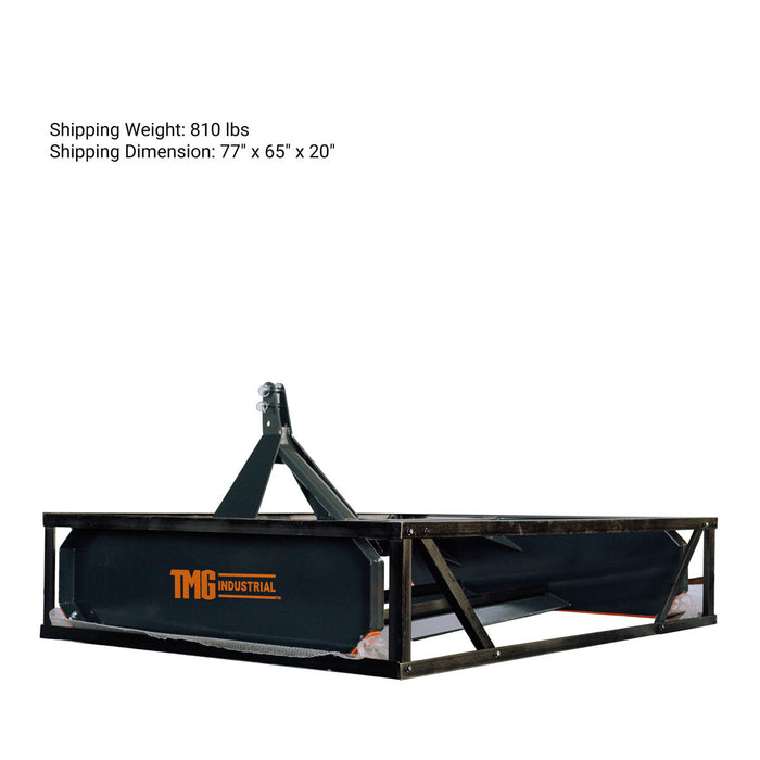 TMG Industrial 72” Tractor Land Leveler, 3-Point Hitch, 70” Grading Width, Adjustable Depth, Double Edge Blades, Category 1 & 2, TMG-TLL72