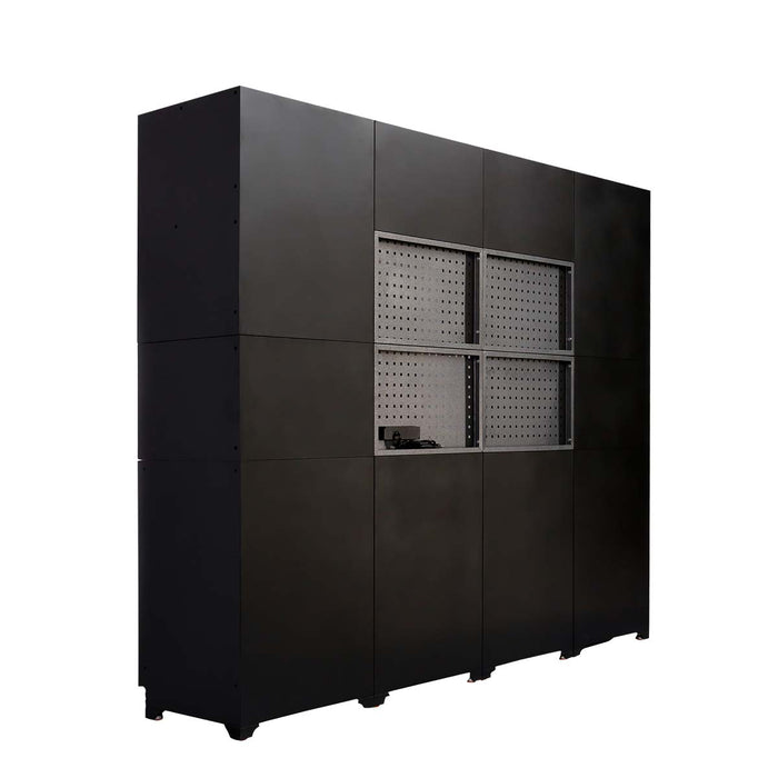 TMG Industrial 8’ Extreme-Duty Steel Garage Tool Chest w/Pegboard, 18 Drawers and Multi Cabinets, Power Outlets, USB Port, Magnetic Motion LED Lamps, TMG-WBM08