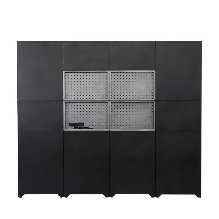 TMG Industrial 8’ Extreme-Duty Steel Garage Tool Chest w/Pegboard, 18 Drawers and Multi Cabinets, Power Outlets, USB Port, Magnetic Motion LED Lamps, TMG-WBM08