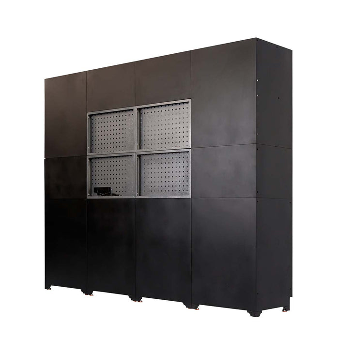 TMG Industrial 8’ Extreme-Duty Steel Garage Tool Chest w/Pegboard, 18 Drawers and Multi Cabinets, Power Outlets, USB Port, Magnetic Motion LED Lamps, TMG-WBM08