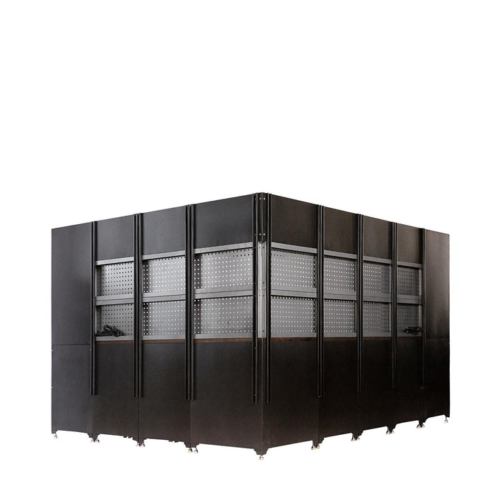 TMG Industrial Extreme-Duty Steel Garage Corner (13’ + 8’) Tool Chest w/Pegboard, Power Outlets, USB Port, Magnetic Motion LED Lamps, TMG-WBM15