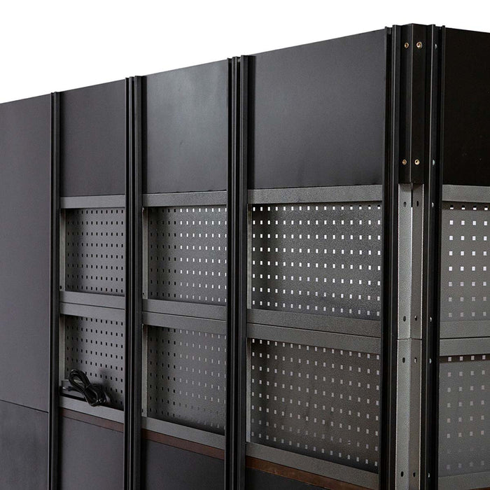 TMG Industrial Extreme-Duty Steel Garage Corner (13’ + 8’) Tool Chest w/Pegboard, Power Outlets, USB Port, Magnetic Motion LED Lamps, TMG-WBM15